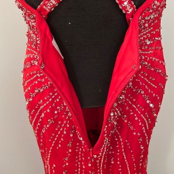 Alfred Angelo, Red Beaded Maxi Prom Dress - Picture 11 of 16